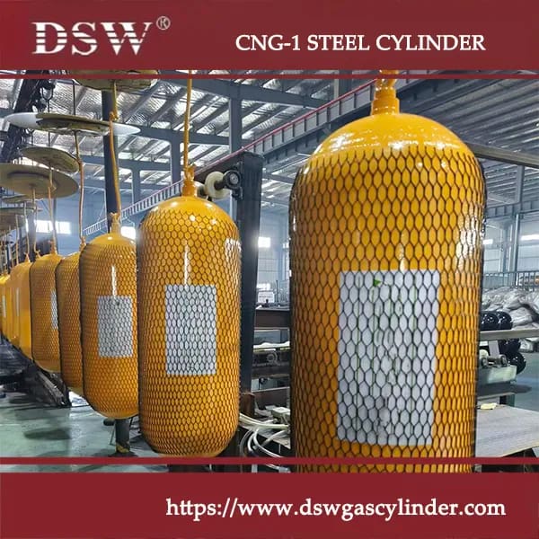 DSW's CNG gas cylinders from 140 mm to 660 mm, capacities from 10 to 700 litres