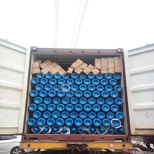 49-liter gas cylinders packed and prepared for shipment