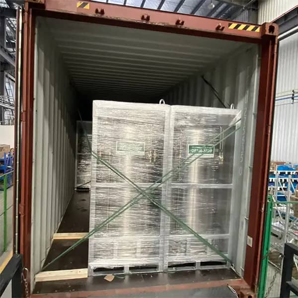 Secure cryogenic dewar packaging prepared for international delivery