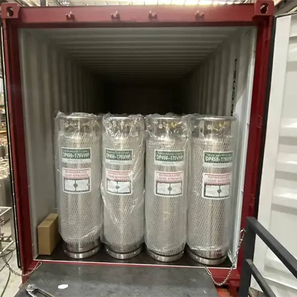 LN2 dewar export packaging for safe international shipment