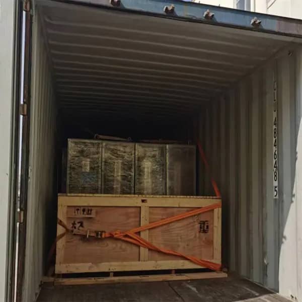 LN2 dewar securely wrapped on pallet for safe transport