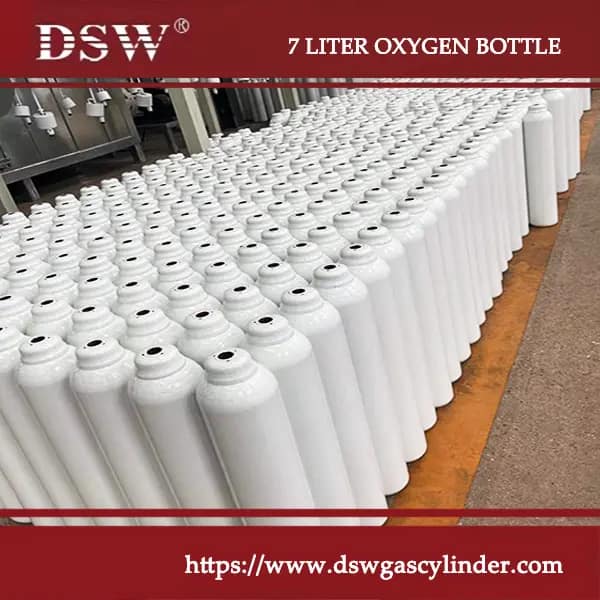 7-liter oxygen bottle with valve, ideal for portable oxygen storage