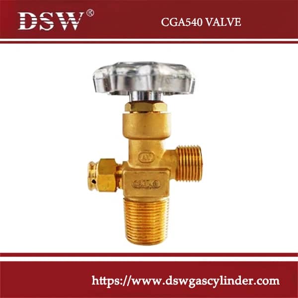 CGA540 valve for oxygen cylinders with threaded connection and durable handwheel