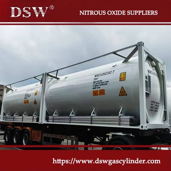 Supply of nitrous oxide (N₂O) in ISO tank container for bulk industrial use