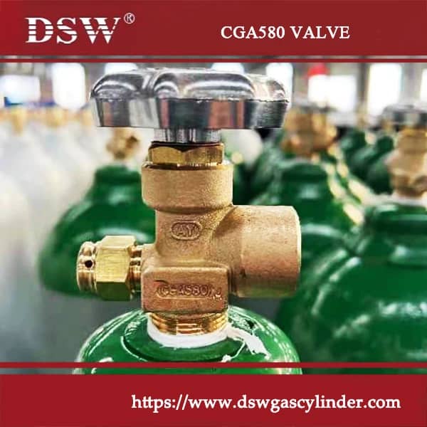Nitrogen cylinder valve with CGA-580 connection for high-pressure gas control