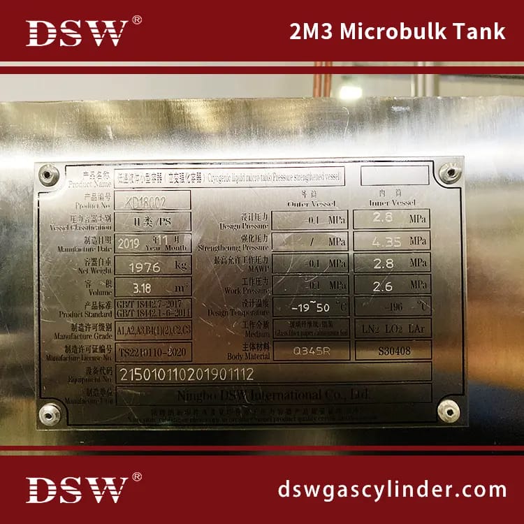 MicroBulk storage system for cryogenic gases including oxygen, nitrogen, and argon