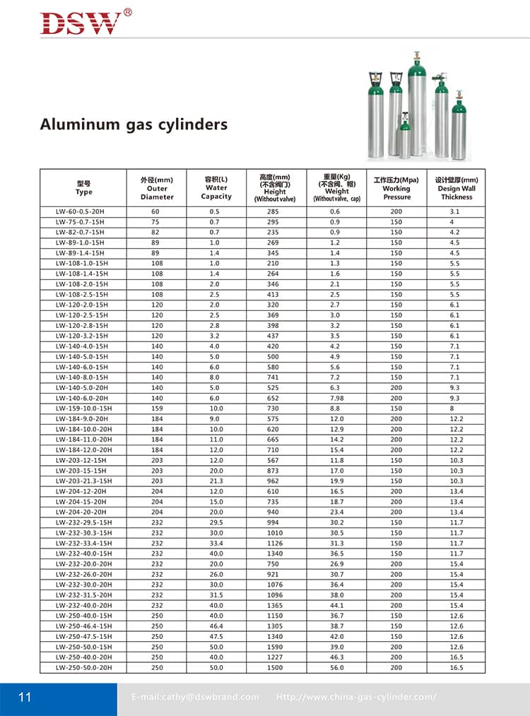 40l aluminum gas cylinder, medical oxygen cylinder