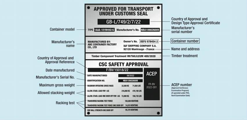 The CSC Dataplate is a critical component in international container safety, mandated by the Container Safety Convention (CSC).