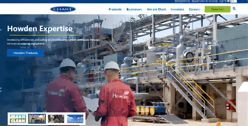 Chart Industries (NYSE: GTLS) provides services and equipment for cryogenic liquefaction of gases