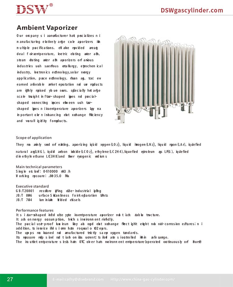 Evaporator Industrial Ambient Vaporizer For Filling Station