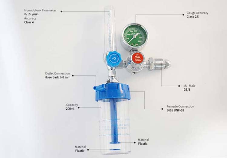 88e medical oxygen regulator with humidifier bottle