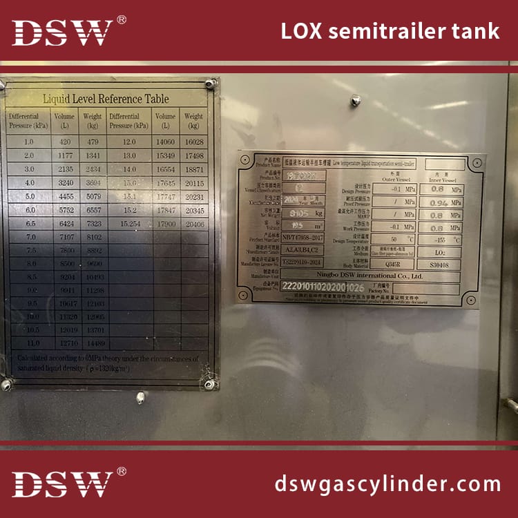20M3 Cryogenic LOX semitrailer Tank