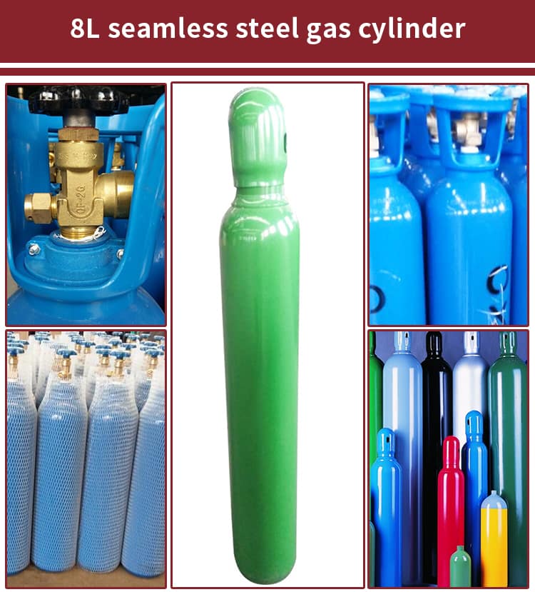 portable oxygen tank, 8L oxygen gas cylinders