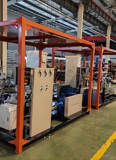 packaged-pump-skid-systems Packaged Pump Skid Systems designed to move fluids or liquid gas efficiently and safely