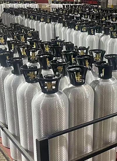 Lightweight aluminum gas cylinder for CO2, nitrogen, argon, oxygen, and specialty gases