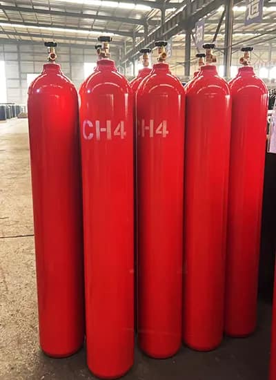 High purity methane gas cylinder (CH4) for industrial, laboratory, and calibration applications