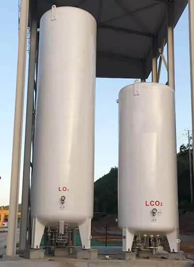 LCO2 cryogenic tanks for liquid CO2 bulk storage and industrial carbon dioxide supply