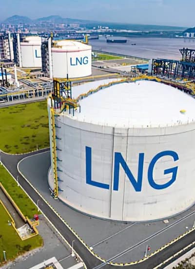 natural-gas-lng-energy Natural gas processing facility and LNG storage tanks showing methane based energy infrastructure