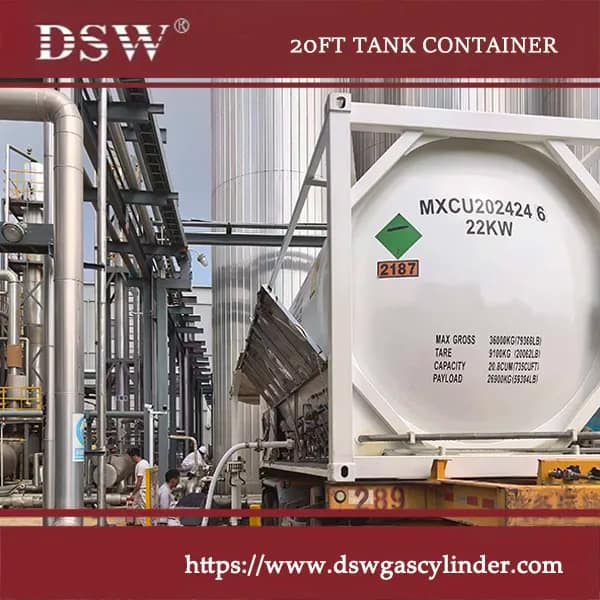 Cryogenic tank container used for safe storage and transport of liquefied gases