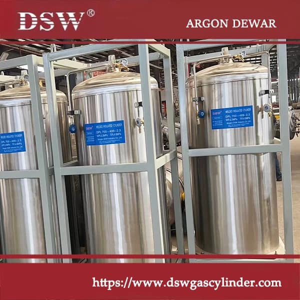 Liquid argon dewar tank with stainless steel vacuum insulation