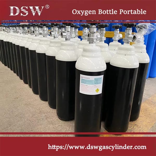 oxygen-bottle-portable-front-view Front view of DSW oxygen bottle portable for safe and reliable medical oxygen supply
