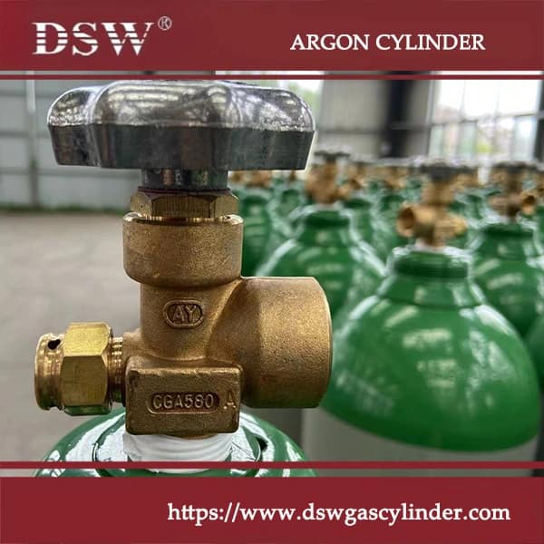 Argon cylinders 5 The industrial argon cylinder with a CGA 580 valve for various applications.