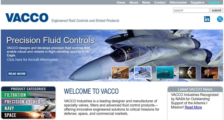 Top Cryogenic Equipment Manufacturers in the USA (2026) 6 VACCO Industries cryogenic valves and precision fluid control systems for aerospace and defense