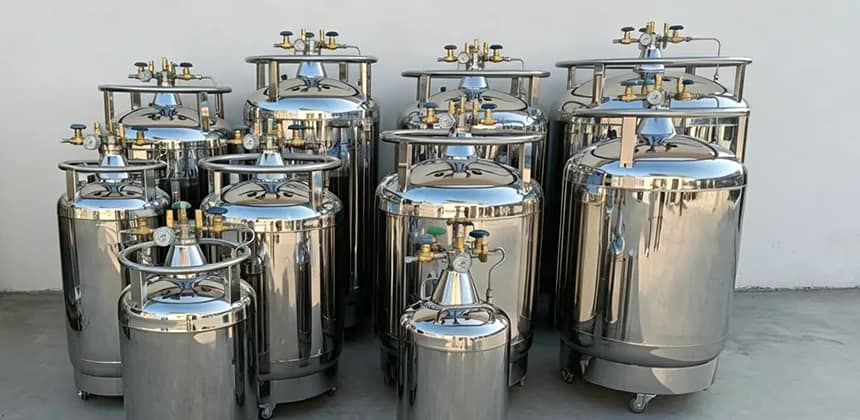 Liquid Nitrogen Container 4 Self-pressurized liquid nitrogen container by DSW for storage, transport, and supply of LN2 in medical and industrial use